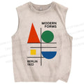 Unisex Geometric Printed Washed Tank Top