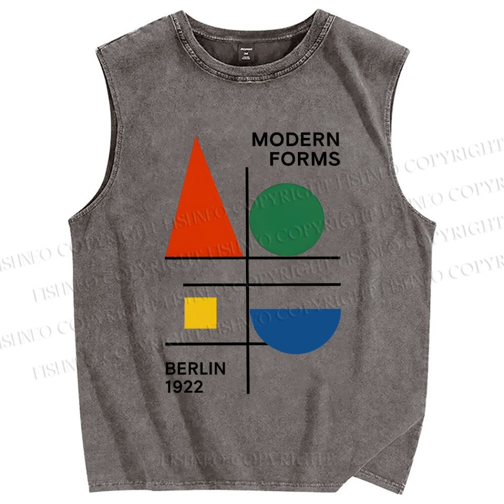 Unisex Geometric Printed Washed Tank Top