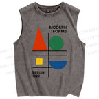 Unisex Geometric Printed Washed Tank Top