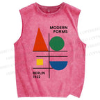 Unisex Geometric Printed Washed Tank Top