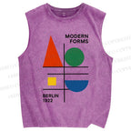 Unisex Geometric Printed Washed Tank Top