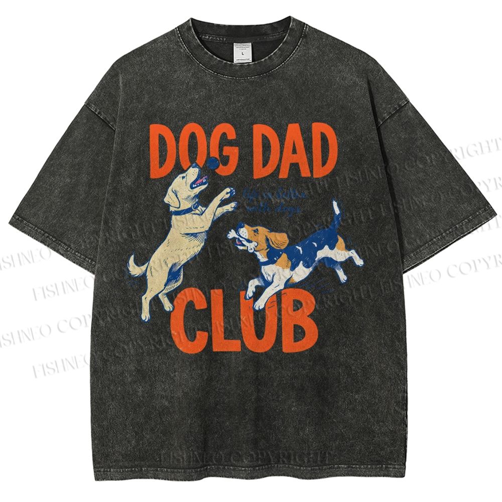 Unisex Dog Dad Club Printed Washed Tee