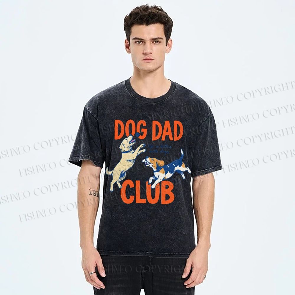 Unisex Dog Dad Club Printed Washed Tee