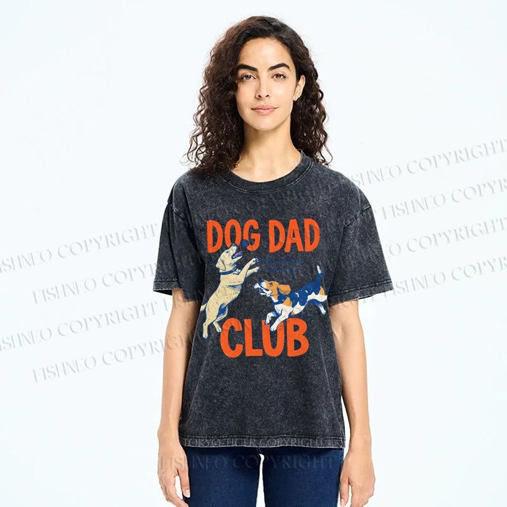Unisex Dog Dad Club Printed Washed Tee