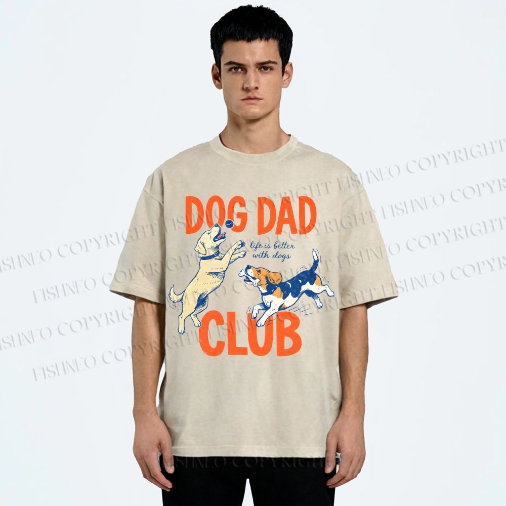 Unisex Dog Dad Club Printed Washed Tee