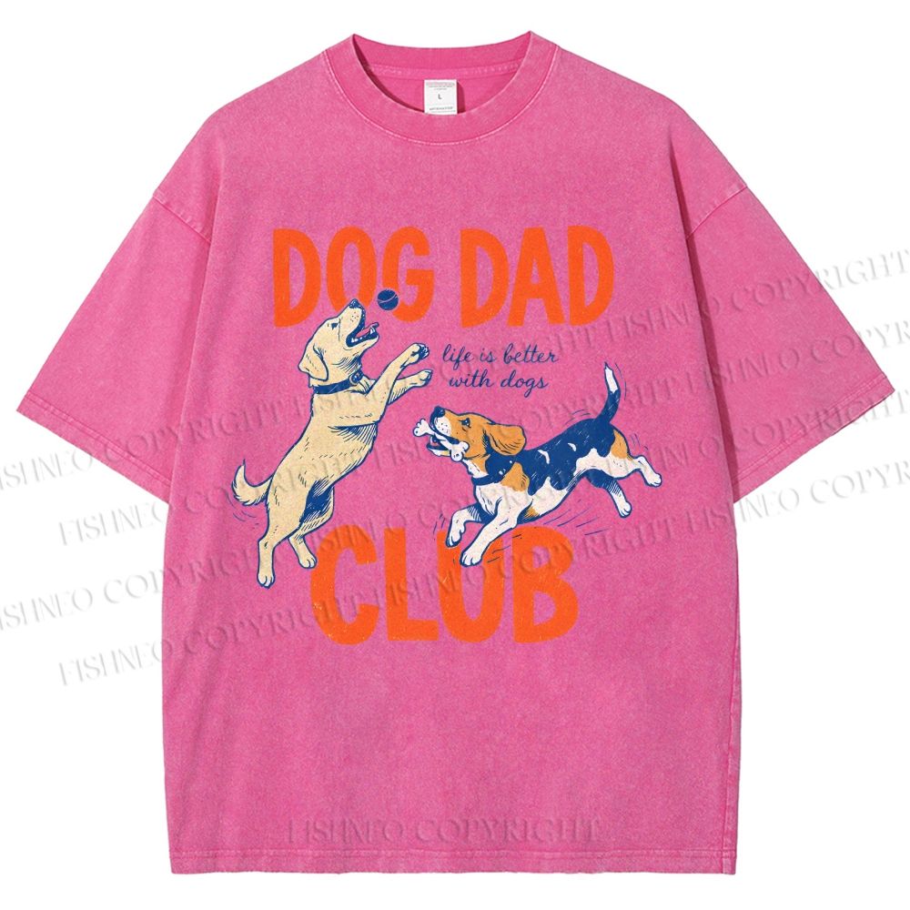 Unisex Dog Dad Club Printed Washed Tee