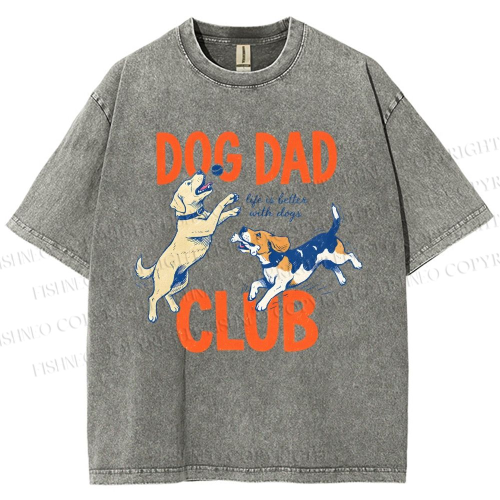 Unisex Dog Dad Club Printed Washed Tee