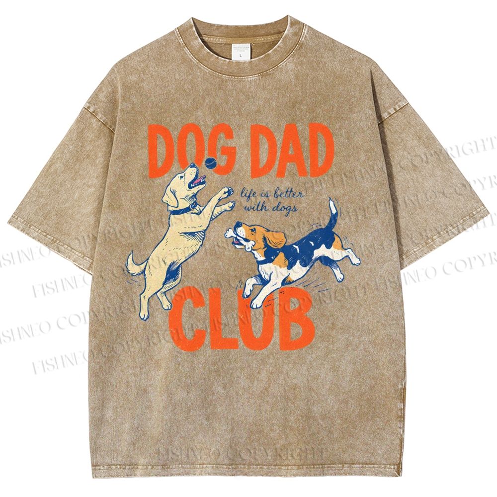 Unisex Dog Dad Club Printed Washed Tee