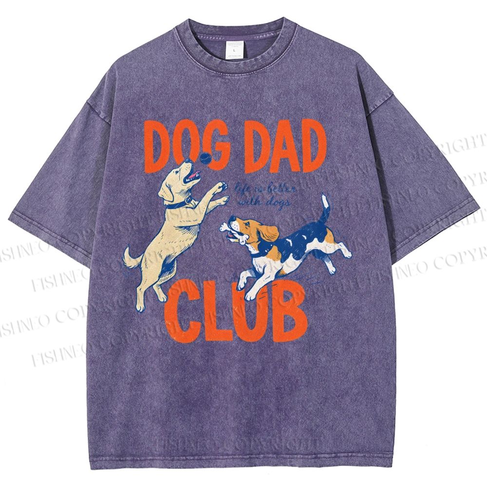 Unisex Dog Dad Club Printed Washed Tee