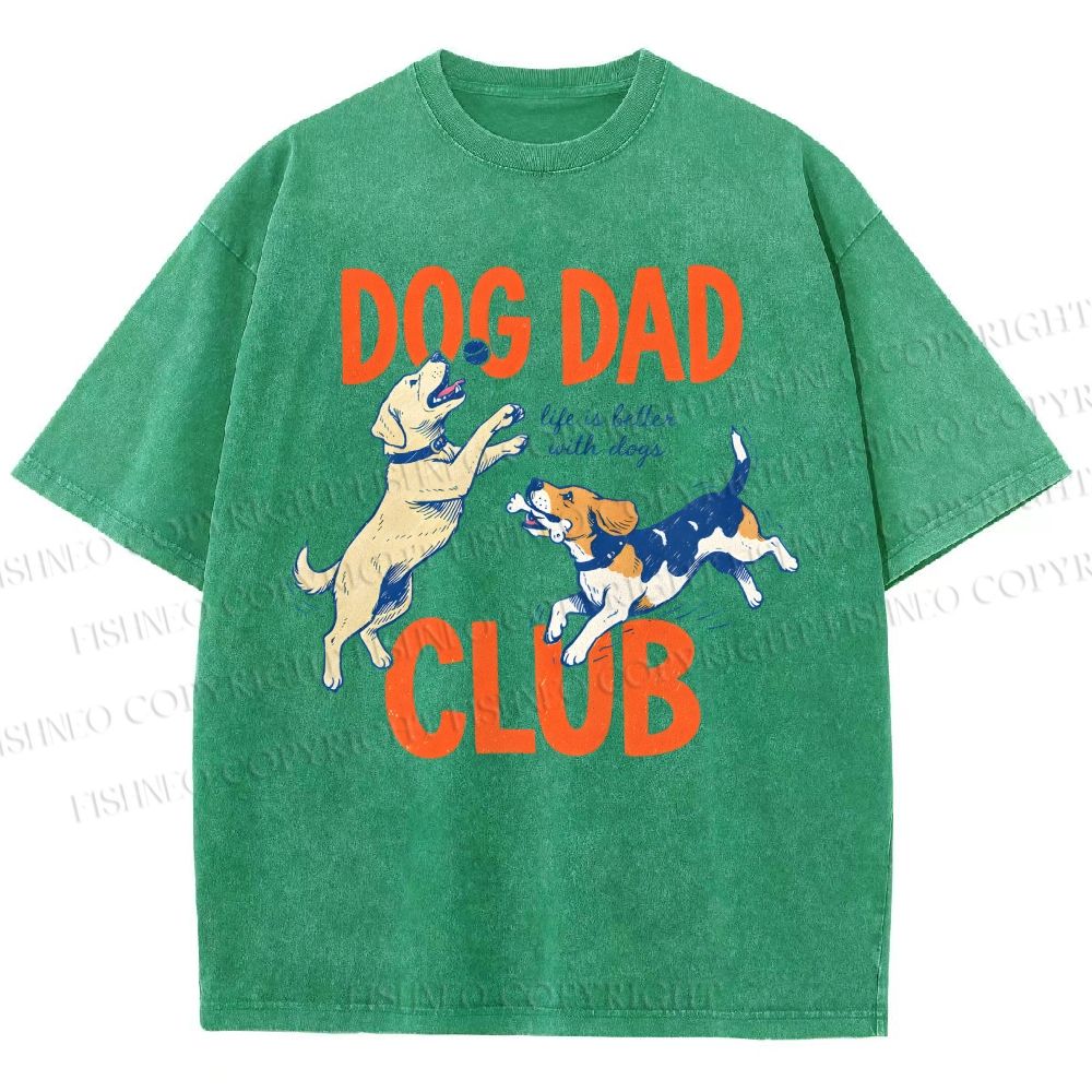 Unisex Dog Dad Club Printed Washed Tee