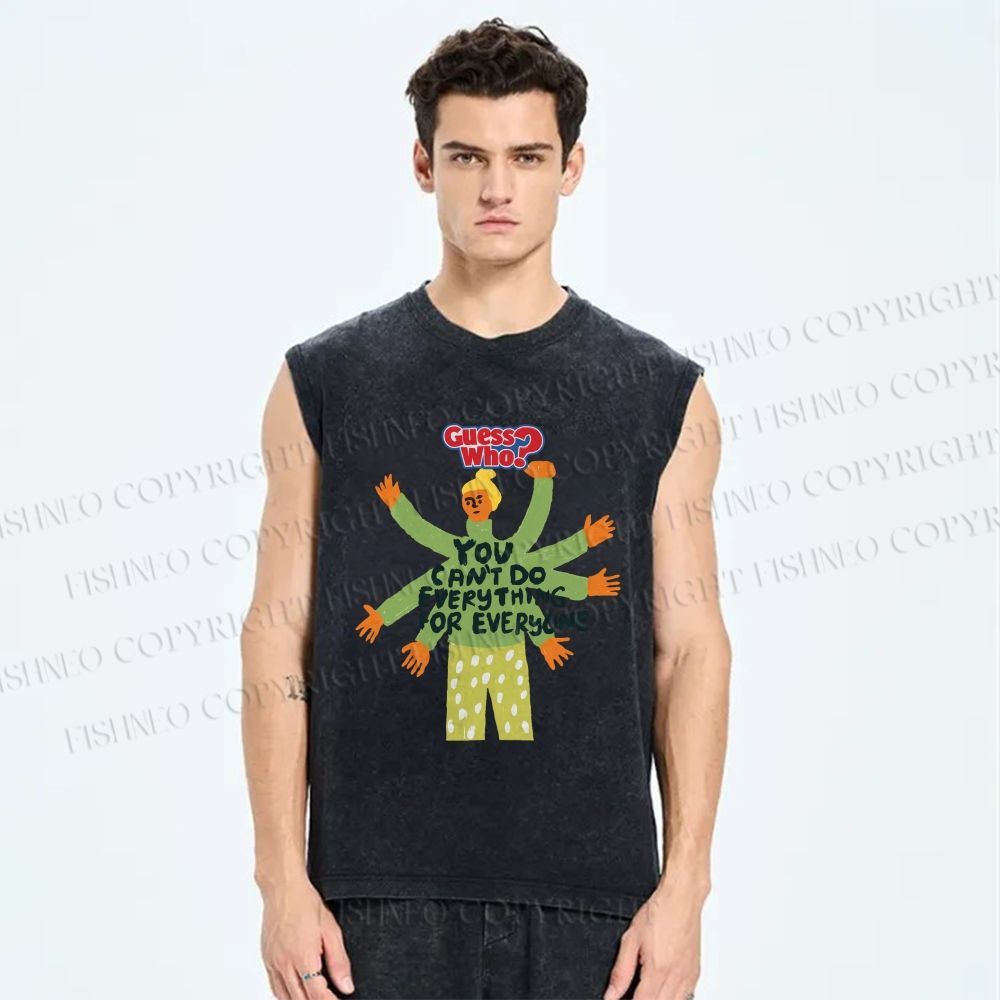 Unisex Guess Who Printed Washed Tank Top