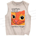 Unisex Geometric Style Leopard Printed Washed Tank Top
