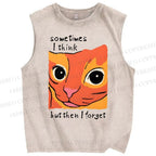 Unisex Geometric Style Leopard Printed Washed Tank Top