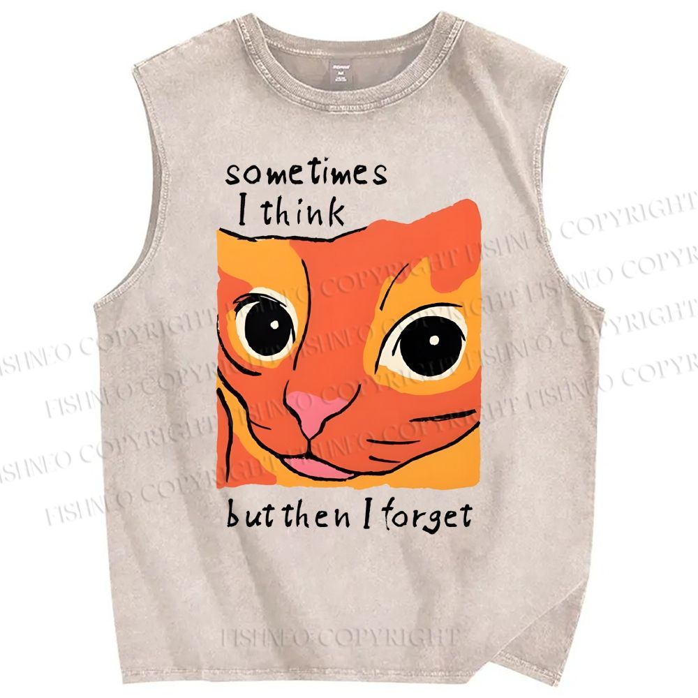 Unisex Geometric Style Leopard Printed Washed Tank Top
