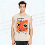 Unisex Geometric Style Leopard Printed Washed Tank Top