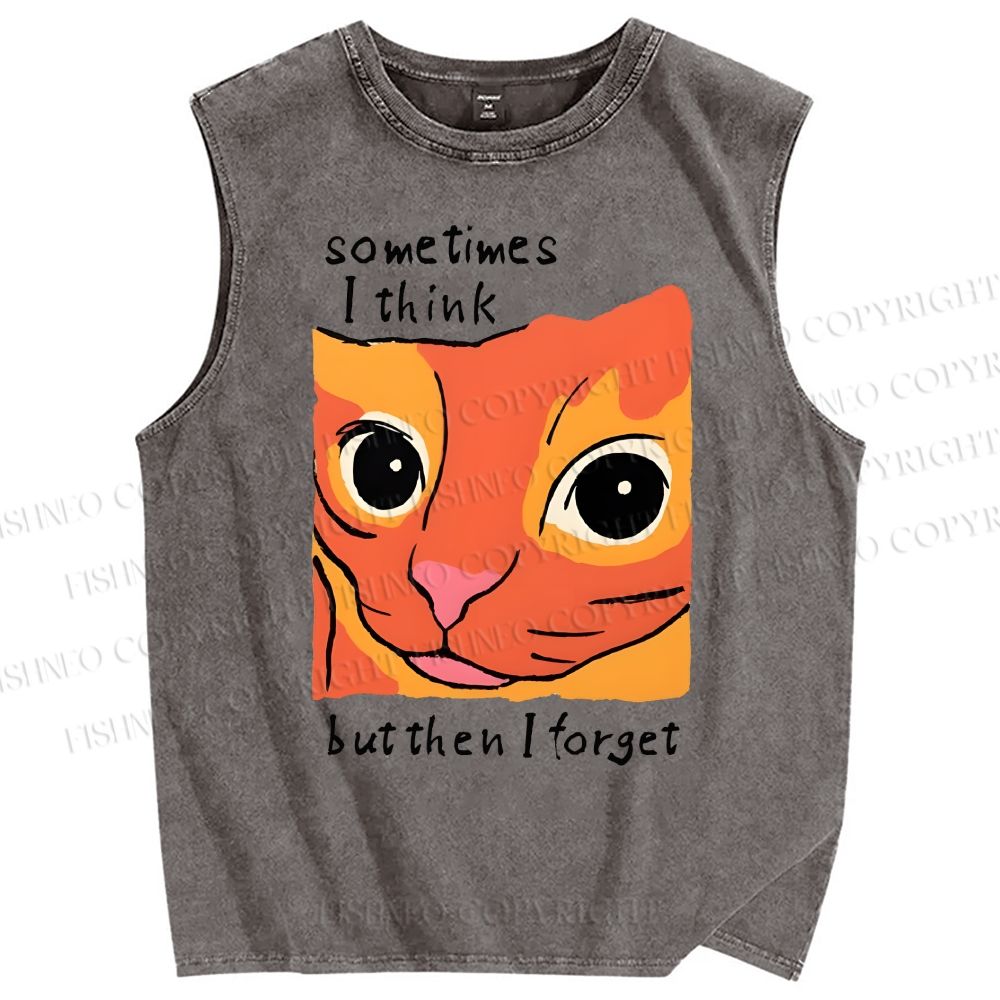Unisex Geometric Style Leopard Printed Washed Tank Top