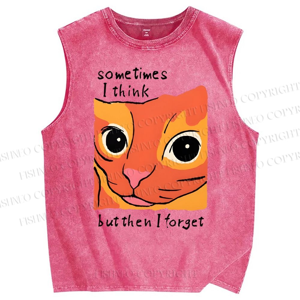 Unisex Geometric Style Leopard Printed Washed Tank Top