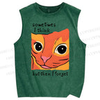Unisex Geometric Style Leopard Printed Washed Tank Top