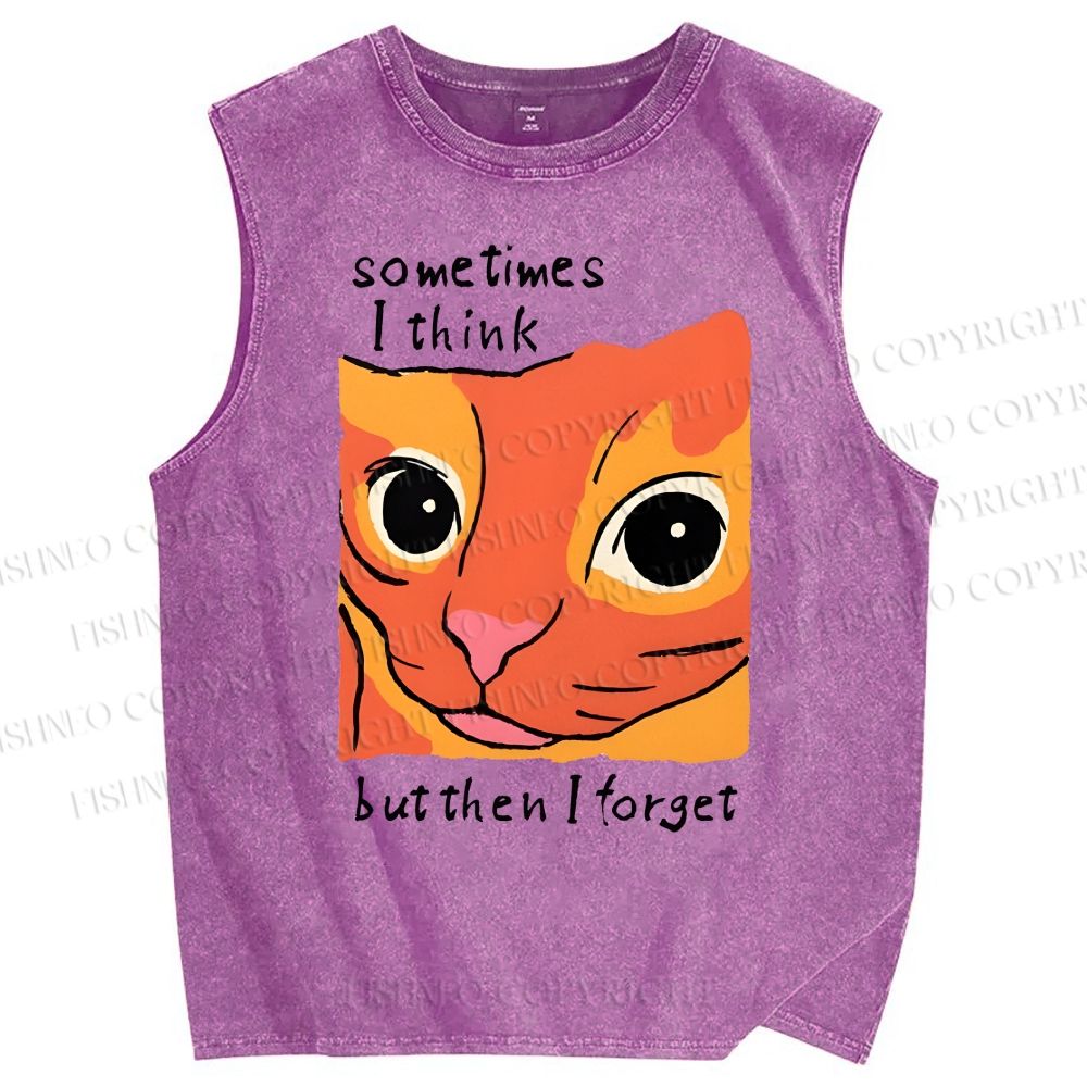 Unisex Geometric Style Leopard Printed Washed Tank Top