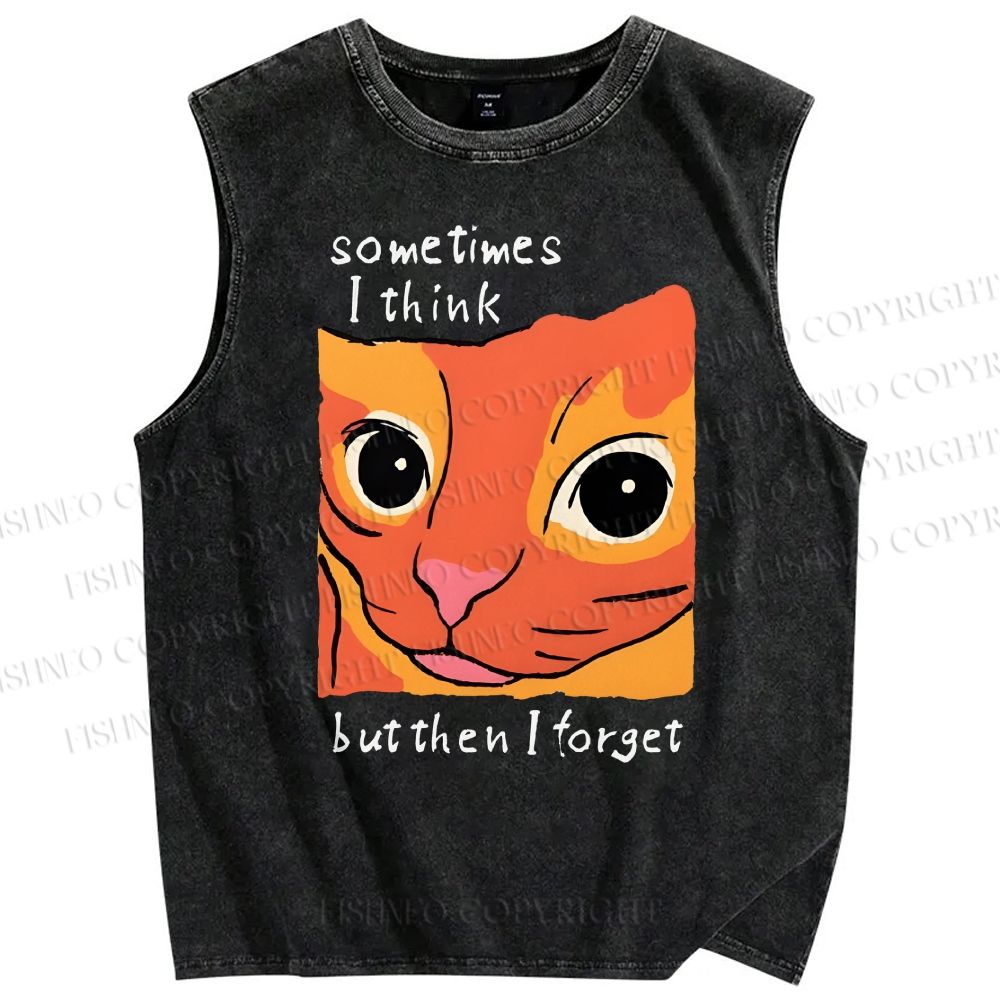 Unisex Geometric Style Leopard Printed Washed Tank Top