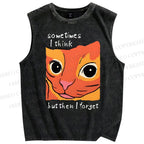 Unisex Geometric Style Leopard Printed Washed Tank Top
