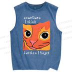 Unisex Geometric Style Leopard Printed Washed Tank Top