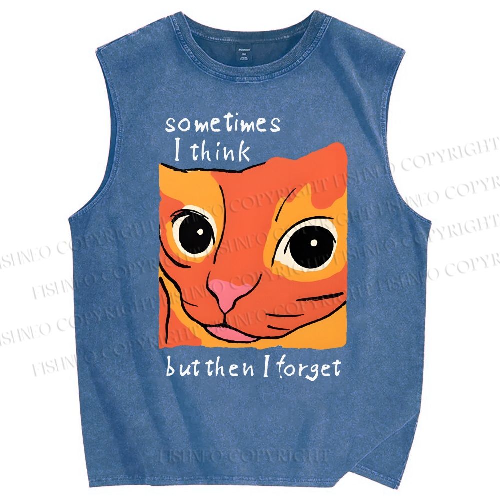 Unisex Geometric Style Leopard Printed Washed Tank Top