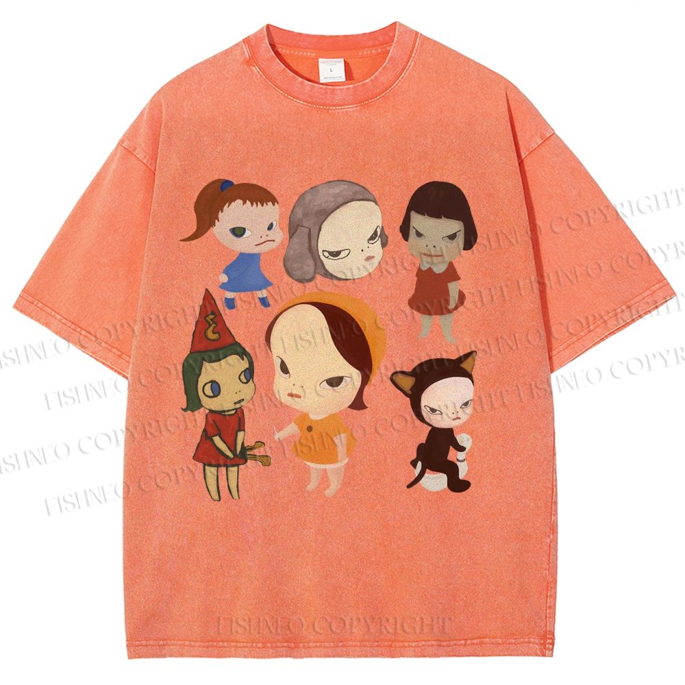 Unisex Yoshitomo Nara Dolls Printed Washed Tee