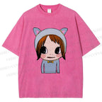Unisex Yoshitomo Nara Dolls Printed Washed Tee
