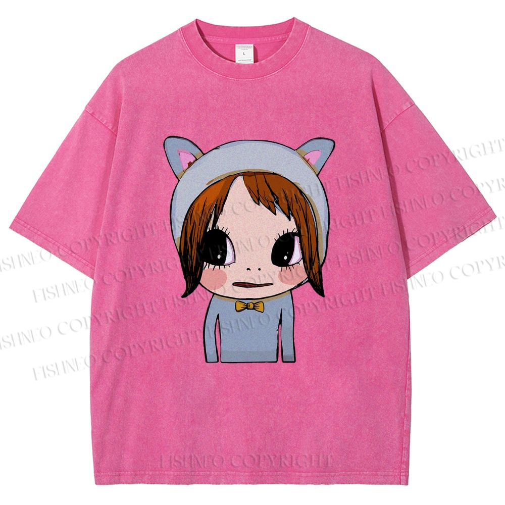 Unisex Yoshitomo Nara Dolls Printed Washed Tee