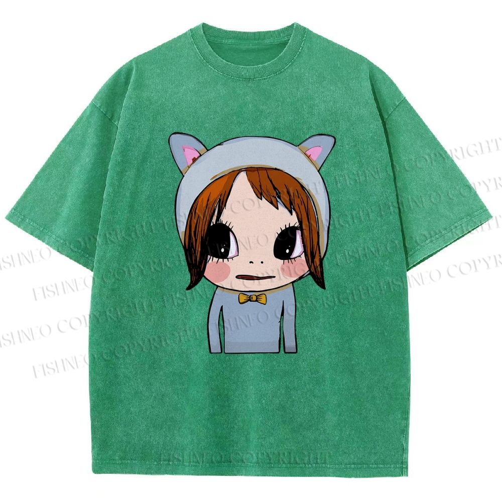 Unisex Yoshitomo Nara Dolls Printed Washed Tee