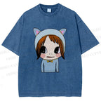 Unisex Yoshitomo Nara Dolls Printed Washed Tee
