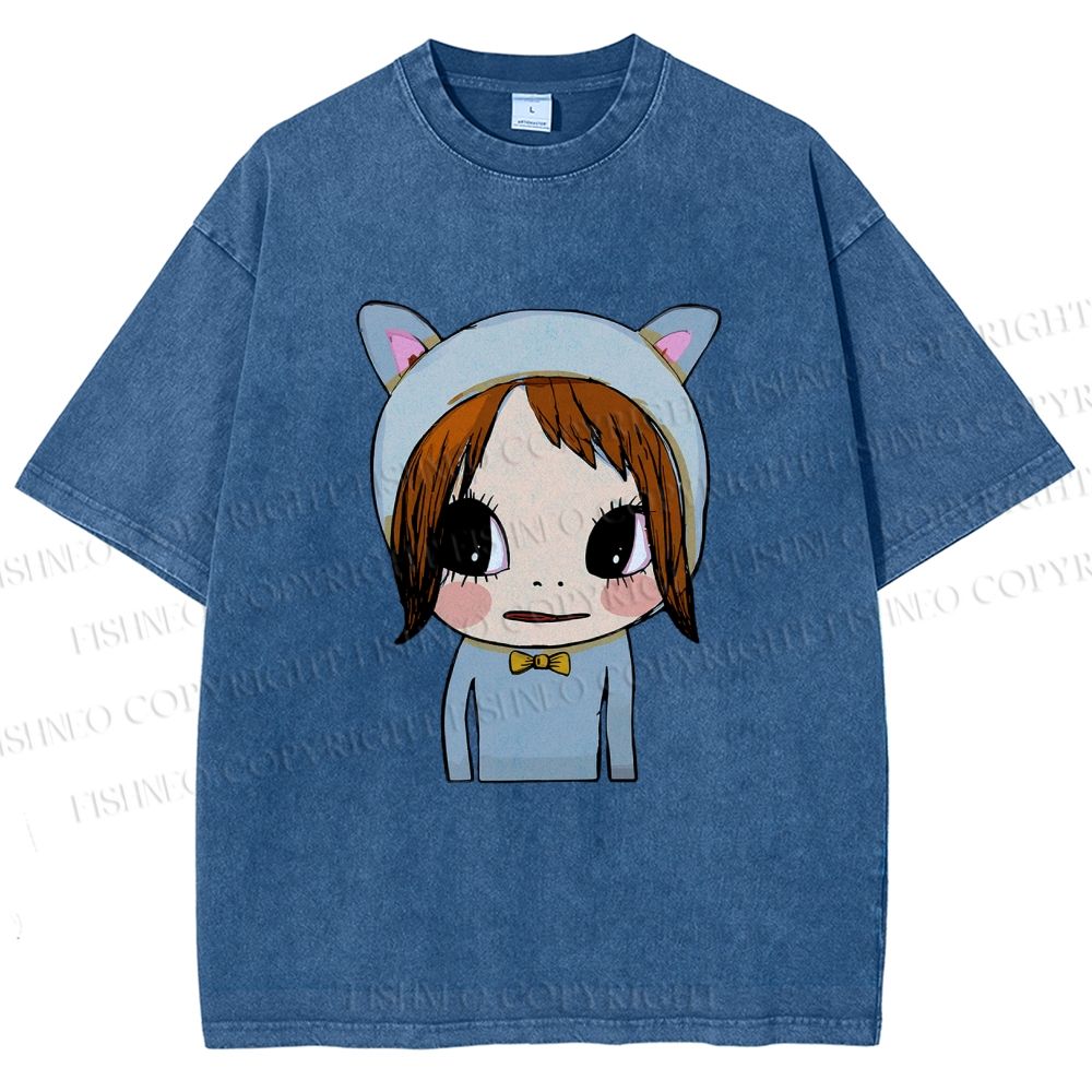 Unisex Yoshitomo Nara Dolls Printed Washed Tee