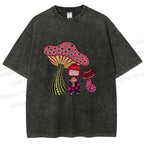 Unisex Yayoi Kusama Mushrooms Printed Washed Tee