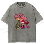 Unisex Yayoi Kusama Mushrooms Printed Washed Tee