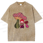 Unisex Yayoi Kusama Mushrooms Printed Washed Tee