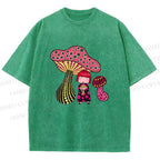 Unisex Yayoi Kusama Mushrooms Printed Washed Tee