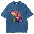 Unisex Yayoi Kusama Mushrooms Printed Washed Tee