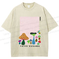 Unisex Yayoi Kusama Mushrooms Printed Washed Tee