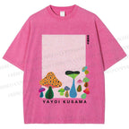 Unisex Yayoi Kusama Mushrooms Printed Washed Tee