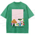 Unisex Yayoi Kusama Mushrooms Printed Washed Tee