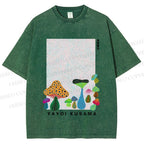 Unisex Yayoi Kusama Mushrooms Printed Washed Tee