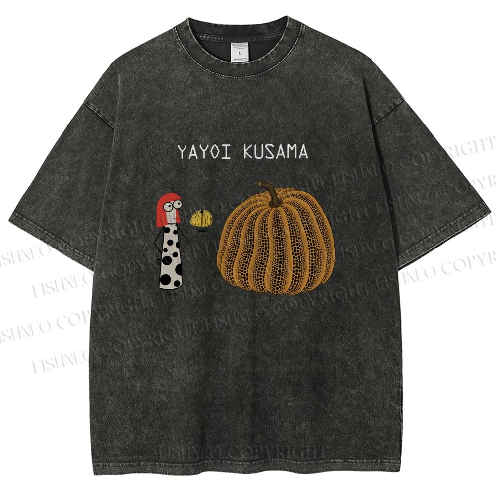 Unisex Yayoi Kusama And Pumpkin Printed Washed Tee