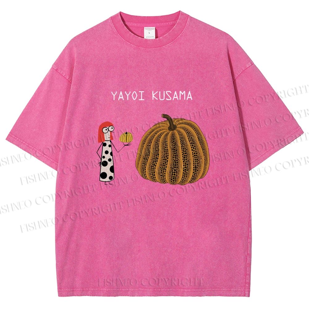 Unisex Yayoi Kusama And Pumpkin Printed Washed Tee