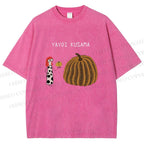 Unisex Yayoi Kusama And Pumpkin Printed Washed Tee