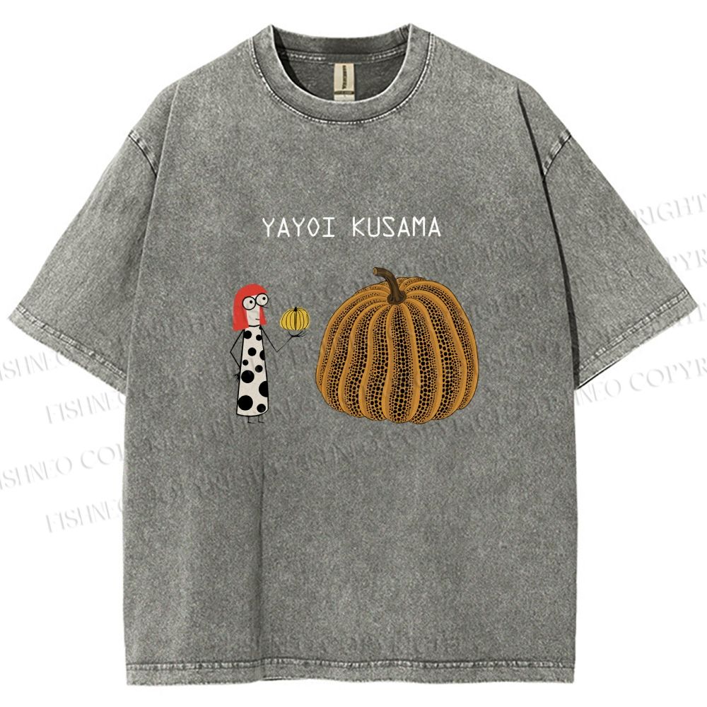 Unisex Yayoi Kusama And Pumpkin Printed Washed Tee