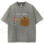 Unisex Yayoi Kusama And Pumpkin Printed Washed Tee
