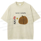 Unisex Yayoi Kusama And Pumpkin Printed Washed Tee