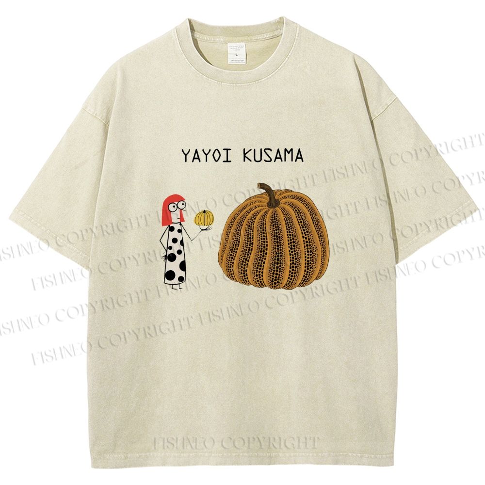 Unisex Yayoi Kusama And Pumpkin Printed Washed Tee