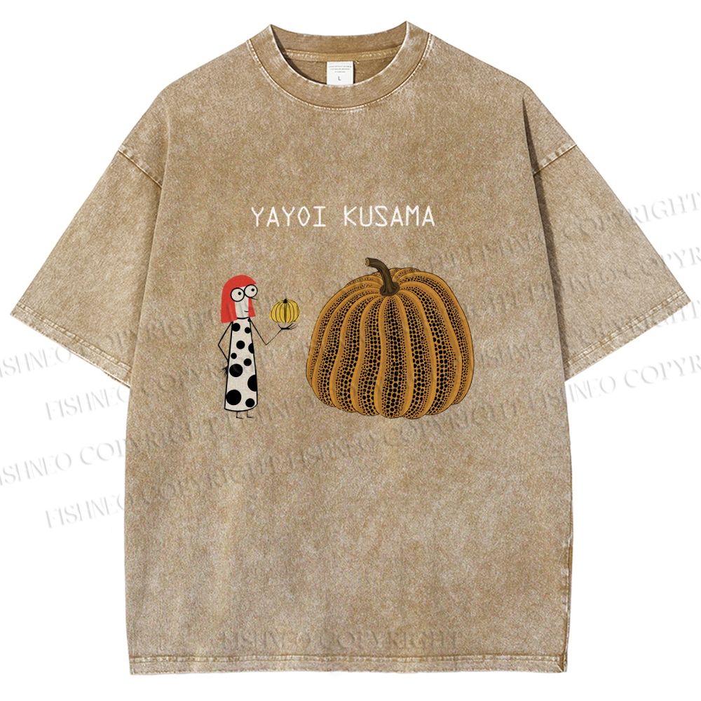 Unisex Yayoi Kusama And Pumpkin Printed Washed Tee
